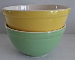 2er Set Rössler Schüsseln Keramik Mintgrün und Gelb 18 cm