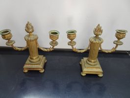 antike Empire Leuchter Kerzenstöcke Bronze feuervergoldet