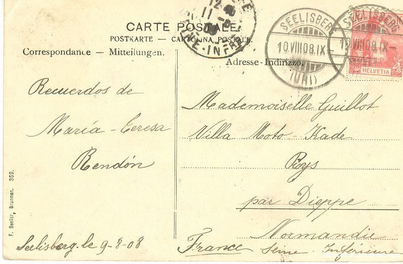 Cartoline postali: Seelisberg - Sonnenberg - col. Litho 1908 – Usato da Emmenbrücke venduto da teestube 1