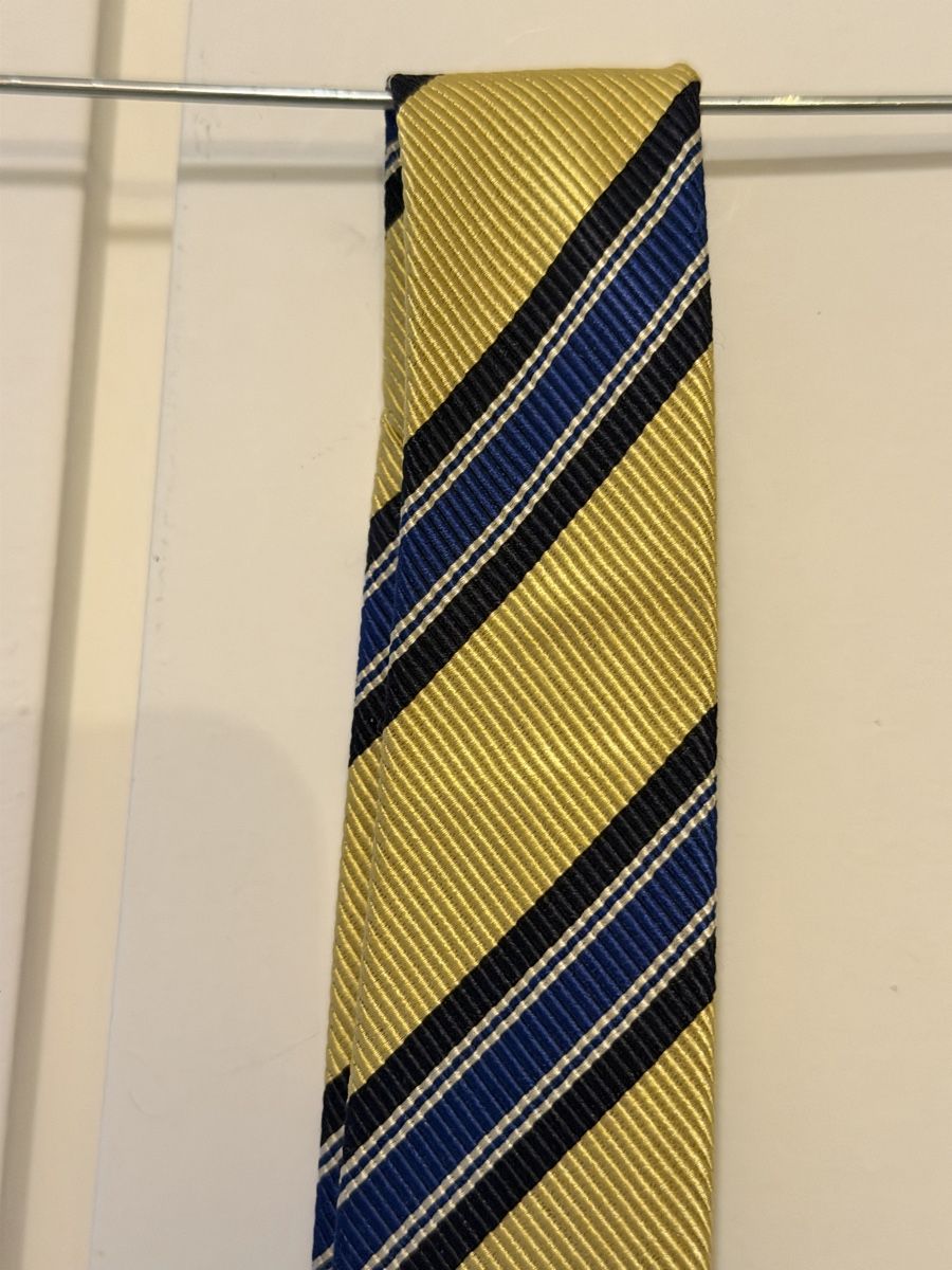 Cravatte: Cravatta Malo in seta e cotone a righe colore giallo blu – Usato da Lugano venduto da can_xdd8 7