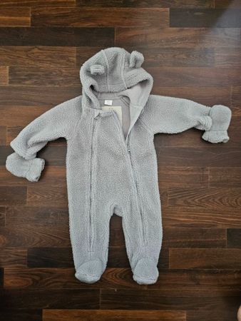 Grey Fleece Baby Bear Romper