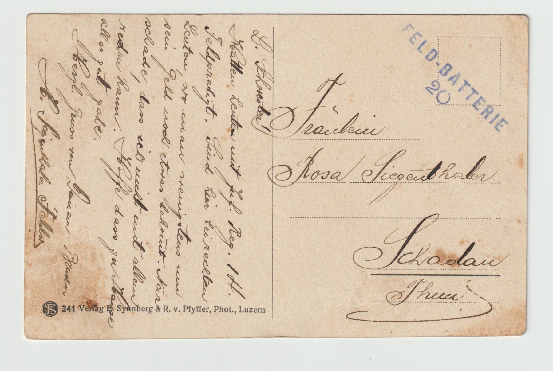Cartoline postali: PK Artillerie – Usato da Siebnen venduto da Fstaehli 1