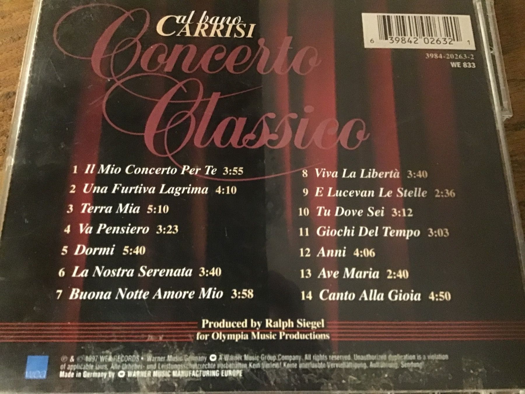 CD: al bano  Carrisi    Concerto Classico – Usato da Thierachern venduto da sweden08 1