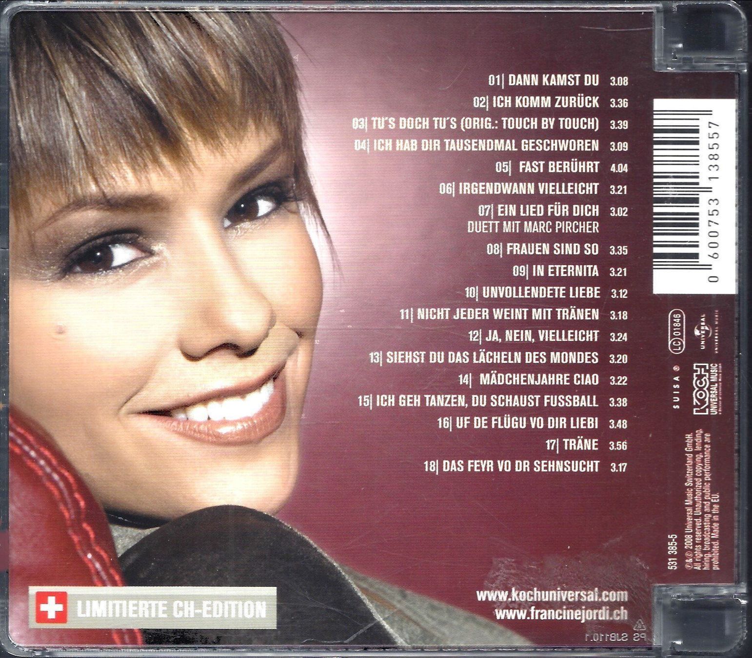 Francine Jordi DANN KAMST DU Marc Pircher ltd. CH Edition CD