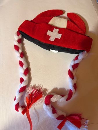 Schwiizer Wikinger Mütze/Hut CH-Kreuz - Hörnern - Zöpfen