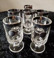 Kavalier Crystal Bohemia 6 Likörgläser mit Stiel Platinrand