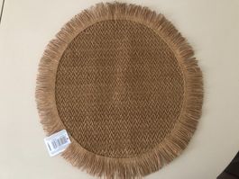 2 Tischset rund Jute mit Fransen neu(40 characters)