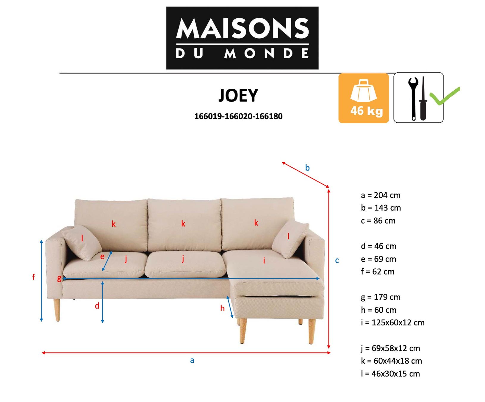 Maisons du monde Sofas: Ecksofa beige – D'occasion à Dübendorf par fm20 5