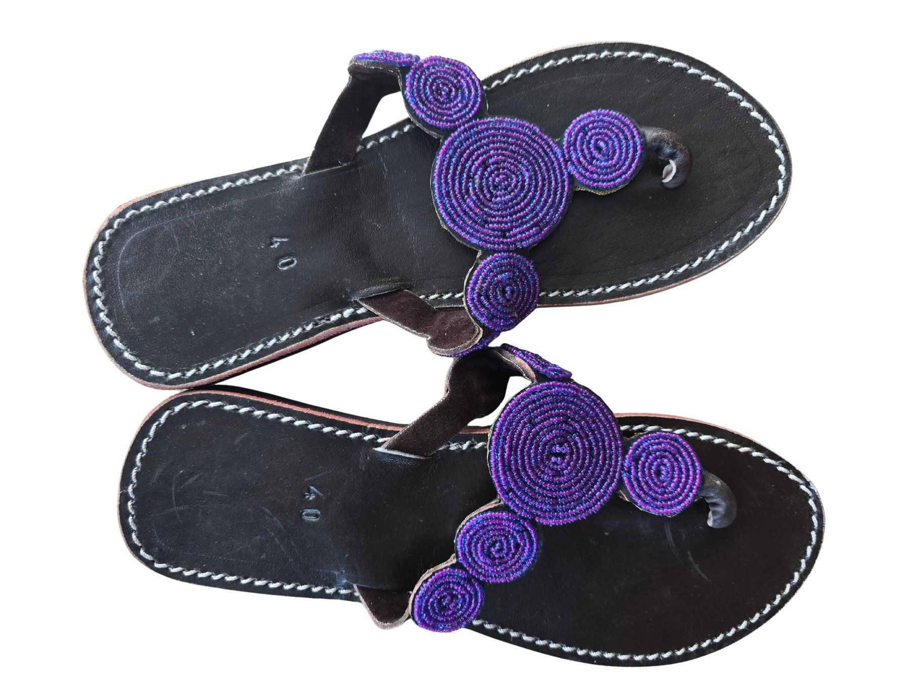 Damenschuhe: Handgemachte Leder-Sandalen - Violett 40 🔥 50% SALE – Neu und originalverpackt aus Brione s. Minusio von Littleninja