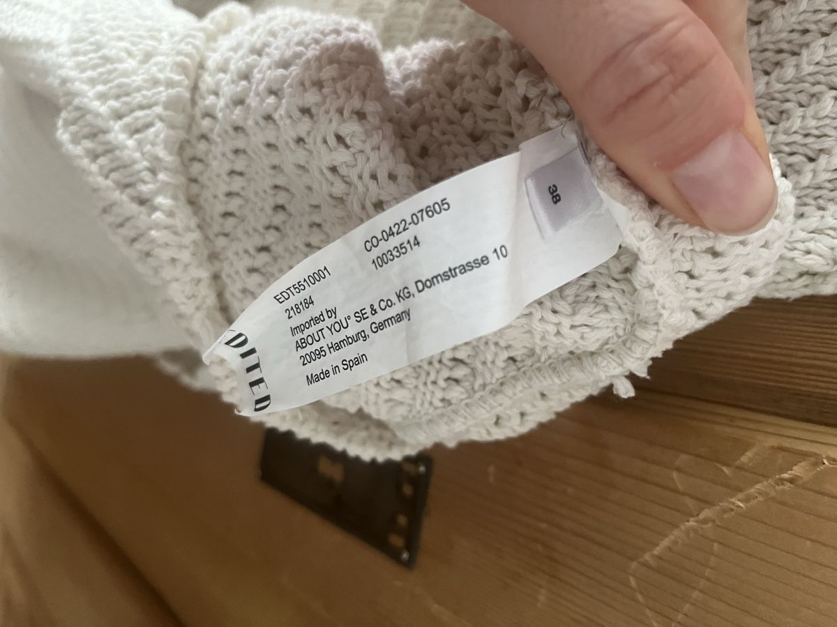 Vestiti: EDITED Strickkleid Strandkleid Gr. 38 52% Baumwolle crème – Usato da Zürich venduto da MrsWollishofen 3