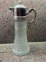 Wasserkrug Glas versilbert antik um 1880 bis 1920