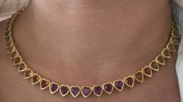 Halskette Gold mit bunten Edelsteinen Herzform neu