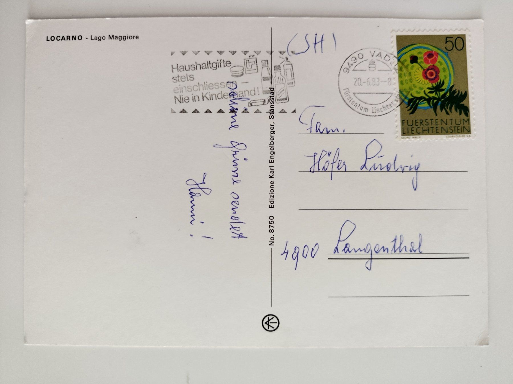 Cartoline postali: Schiff NLM? Locarno Lago Maggiore dat. 1983 – Usato da Ohmstal venduto da Lebensfreude05 1