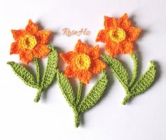 Gehäkelte Blumen +Blätter 1.Stück Baumwolle