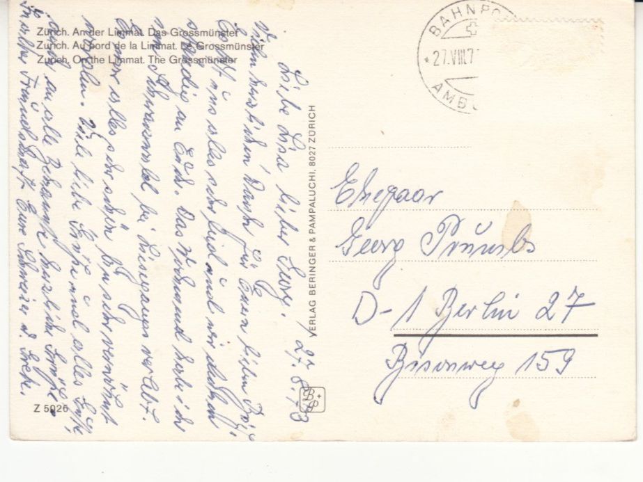 Cartoline postali: Zürich 1973 – Usato da Bürglen TG venduto da StampGraf 1