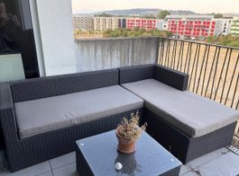 Lounge Set Rattanoptik dunkelgrau mit Tisch gebraucht