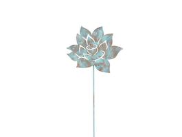 Metall Lotusblume 70cm blau-rost Gartenstecker D: 20cm