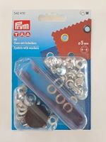 40 oeillets et rondelles 5mm, argentés neufs avec pince Prym