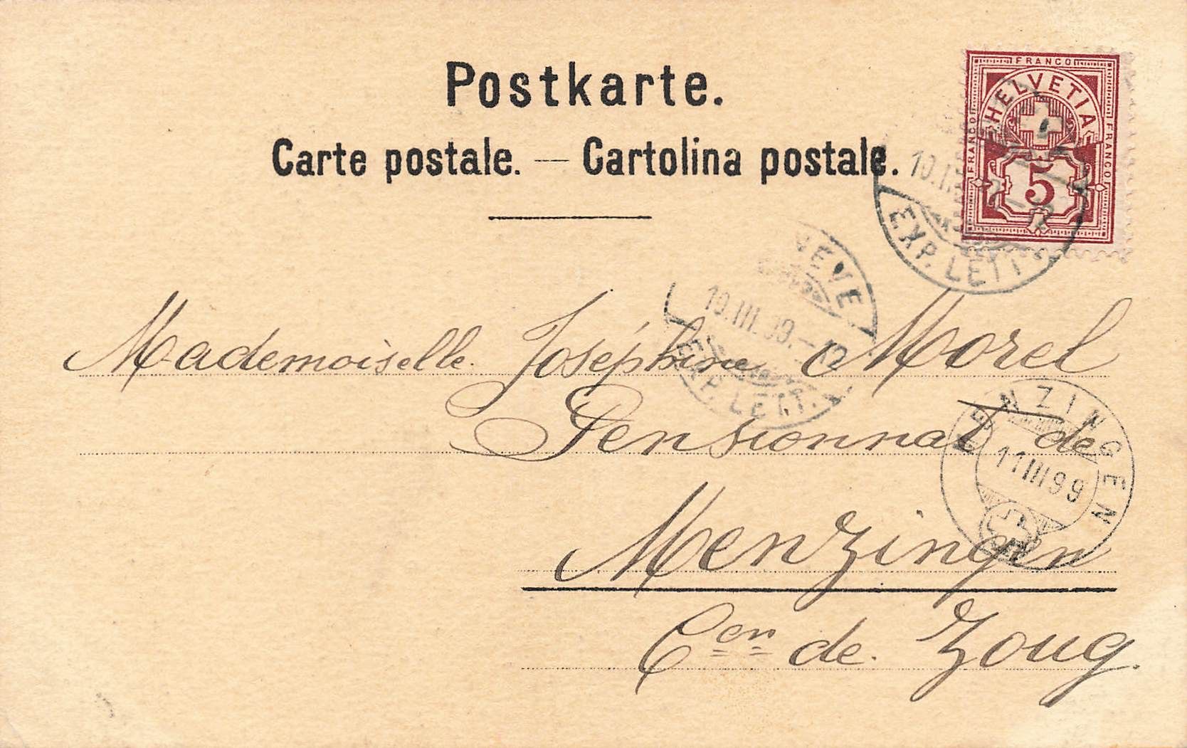 Ansichtskarten: Geneve Theatre 1899 – Gebraucht aus Biasca von Blenio71 1