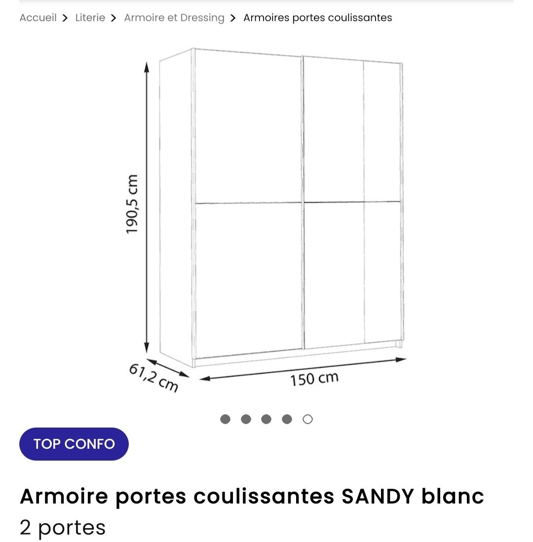 Conforama Armadi: Armoire blanche 2 portes – Usato da Lausanne venduto da oke_8bdr 1