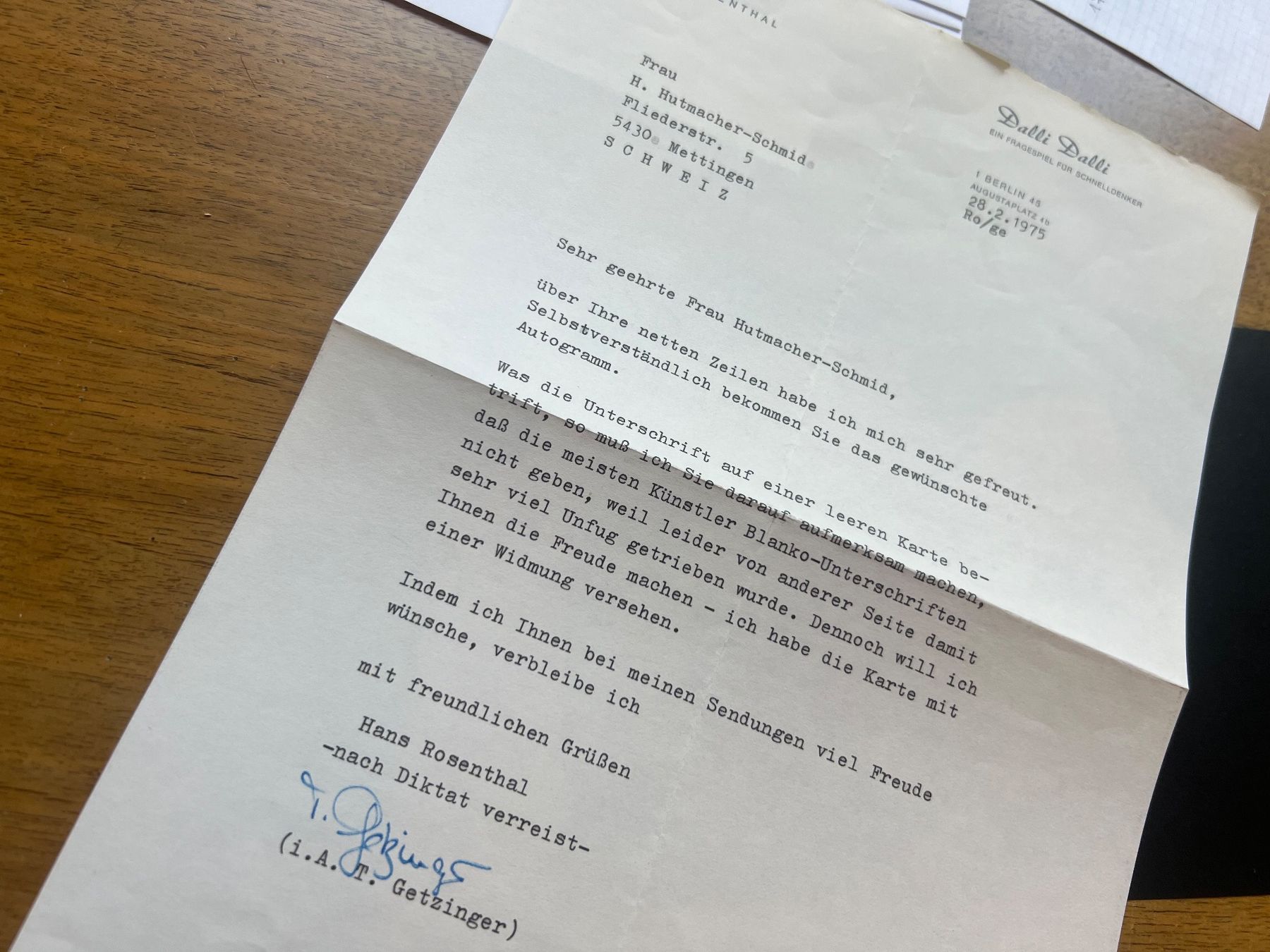 Autogramme: Autogramm 250 – Gebraucht aus Glattfelden von maa_qcj8 2