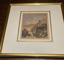 Kolorierter Stich: „Sargans at the foot of the Gonzen antik