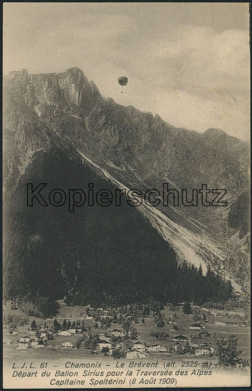 Cartoline postali: F 74 Chamonix - Ballon - E. Spelterini - Alpenüberquerung – Usato da Schindellegi venduto da leecollect