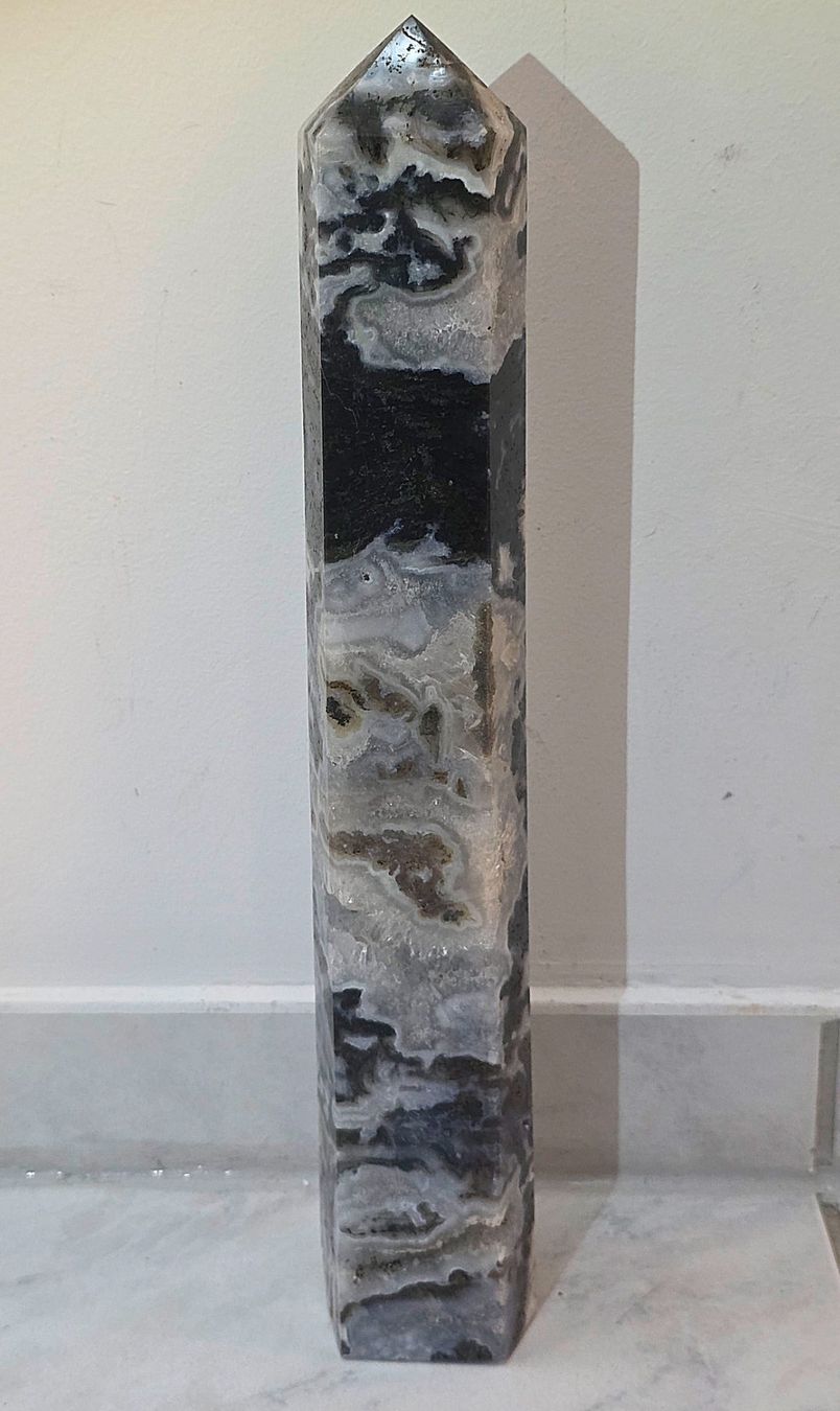 Mineralien & Heilsteine: XXL Moosachat Obelisk 1.99kg – Neu und originalverpackt aus Matzingen von Shay_Crystalz 1
