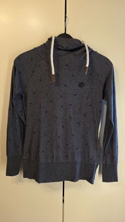 Naketano Pullover mit Kapuze Grösse M dunkelblau gemustert