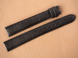 handmade Sellier Leder Uhrenband schwarz 16mm NOS extralang