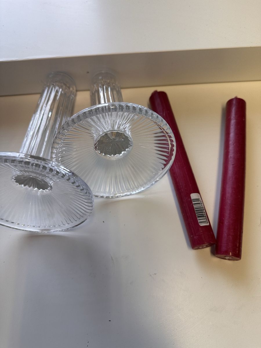 Interio Portacandele: 2er Set Glas Kerzenständer + 2 rote Kerzen, neu – Nuovo (secondo la descrizione) da Oberurnen venduto da jasmin2fel 3