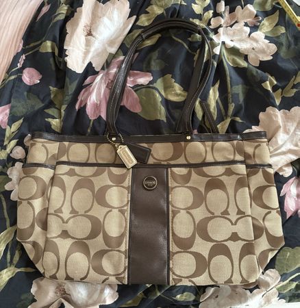 Coach Signature Shopper Tote Bag, Top Zustand! Braun