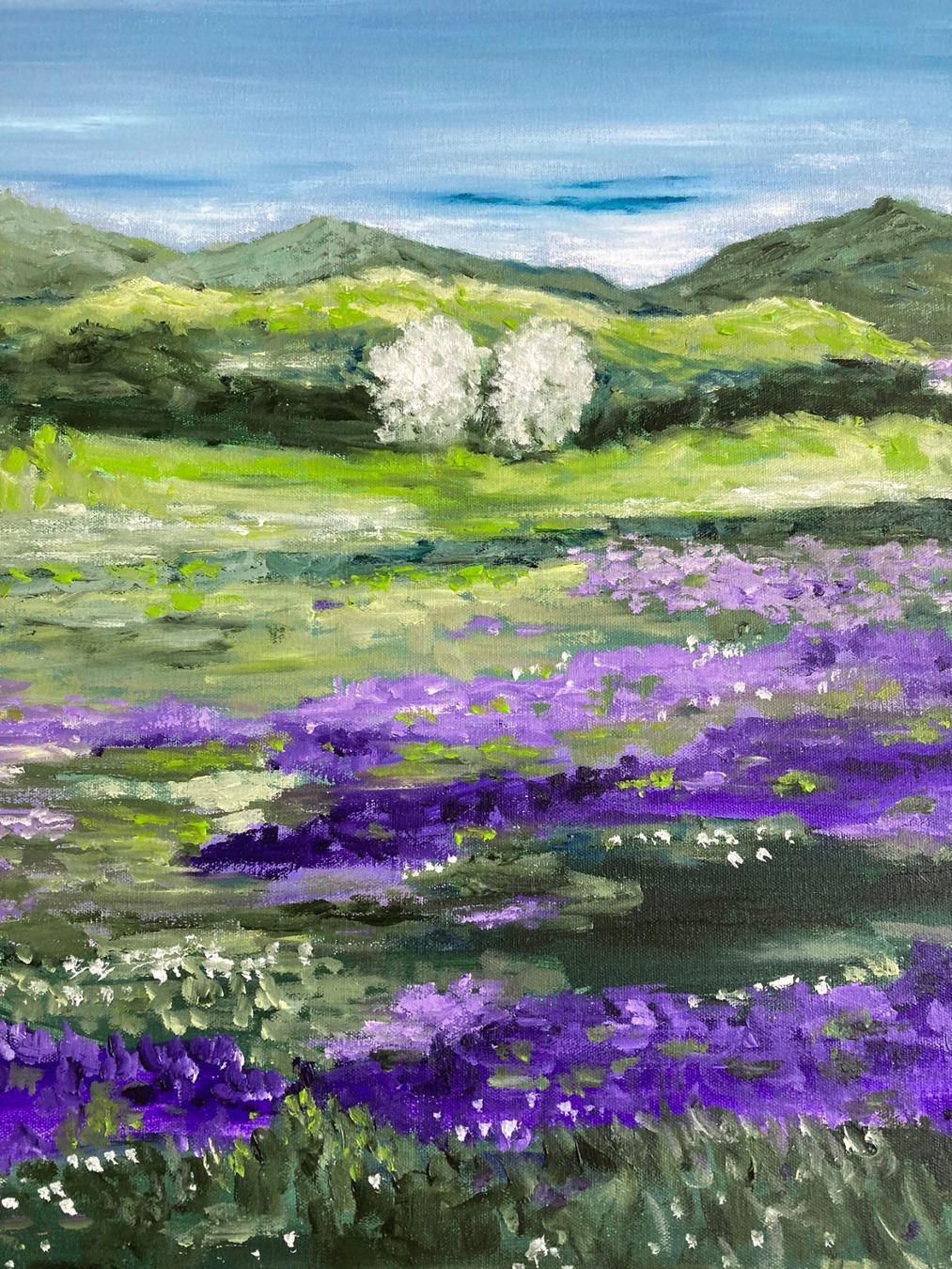 Dipinti: Gemälde, Handgemaltes Bild, Sommerwiese mit Lavendel – Nuovo (secondo la descrizione) da Cham venduto da Felha 6