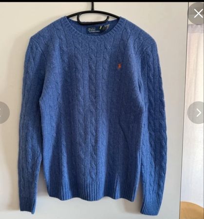 Maglione Polo Ralph Lauren blu trecce taglia M nuovo