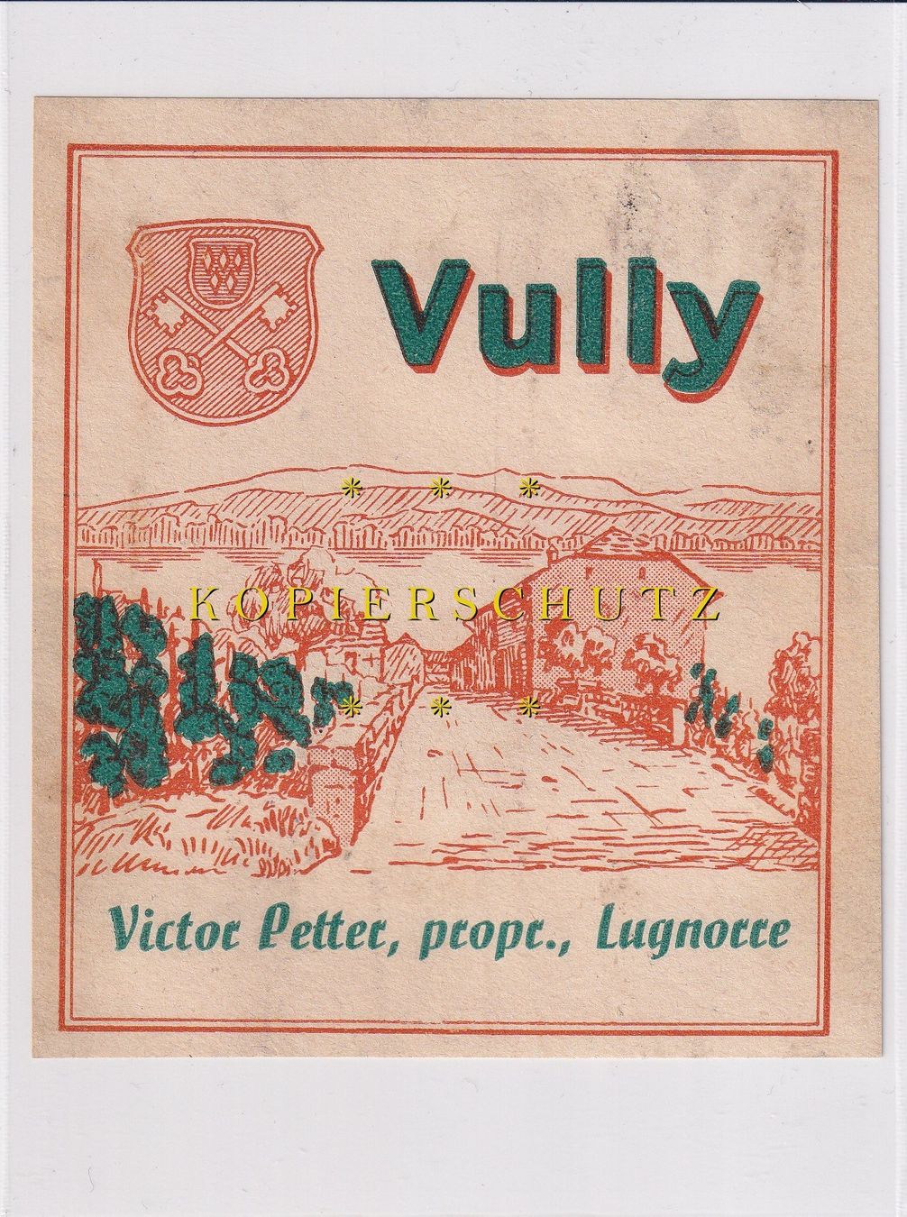 Carta: Etikette für Wein - Vully /bd – Usato da Hombrechtikon venduto da Rudolf07