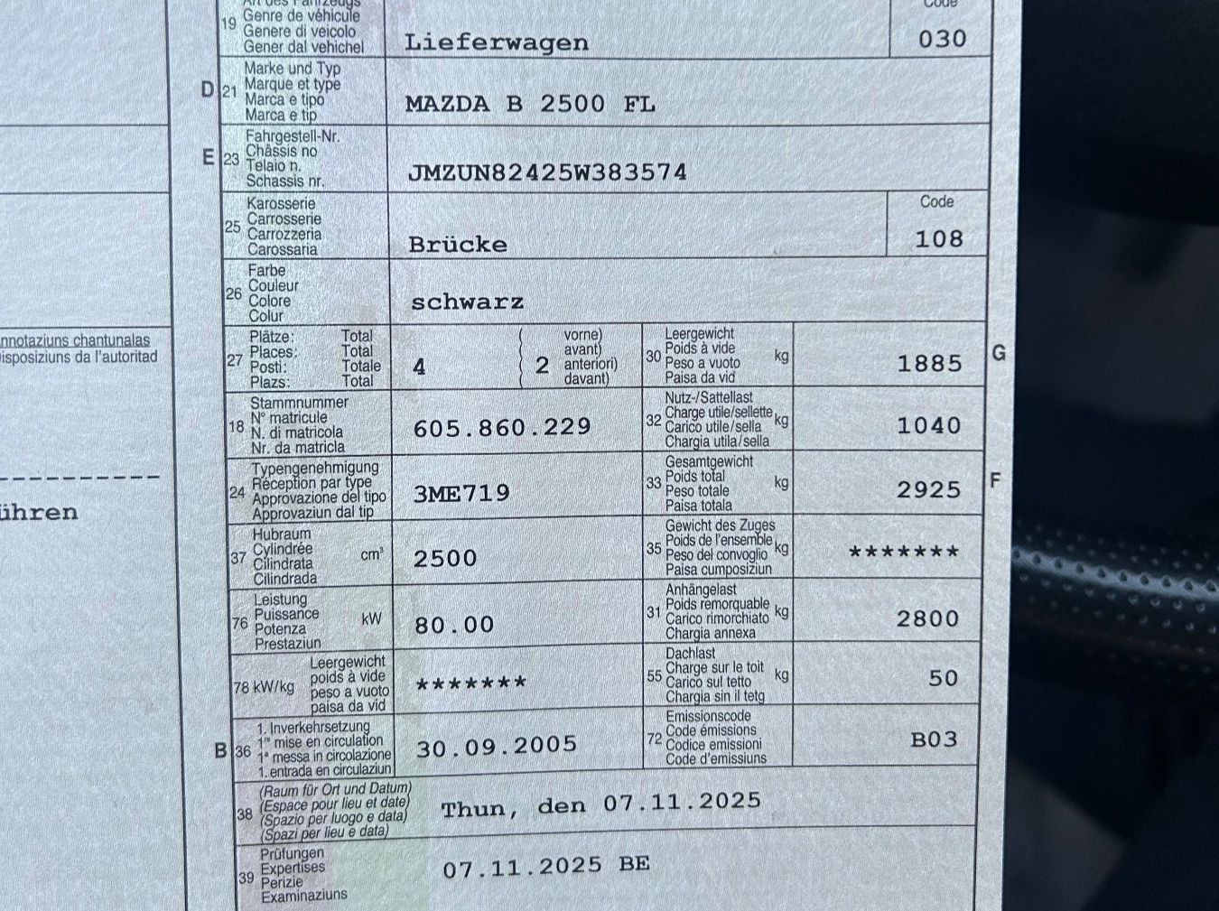 Mazda Automobili: Mazda B2500 FL frisch ab MFK – Usato da SCHÜPBACH venduto da 2002-tii 8