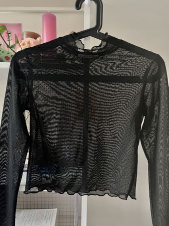 PULL&BEAR Netz Oberteil schwarz Tupfen Grösse S 
