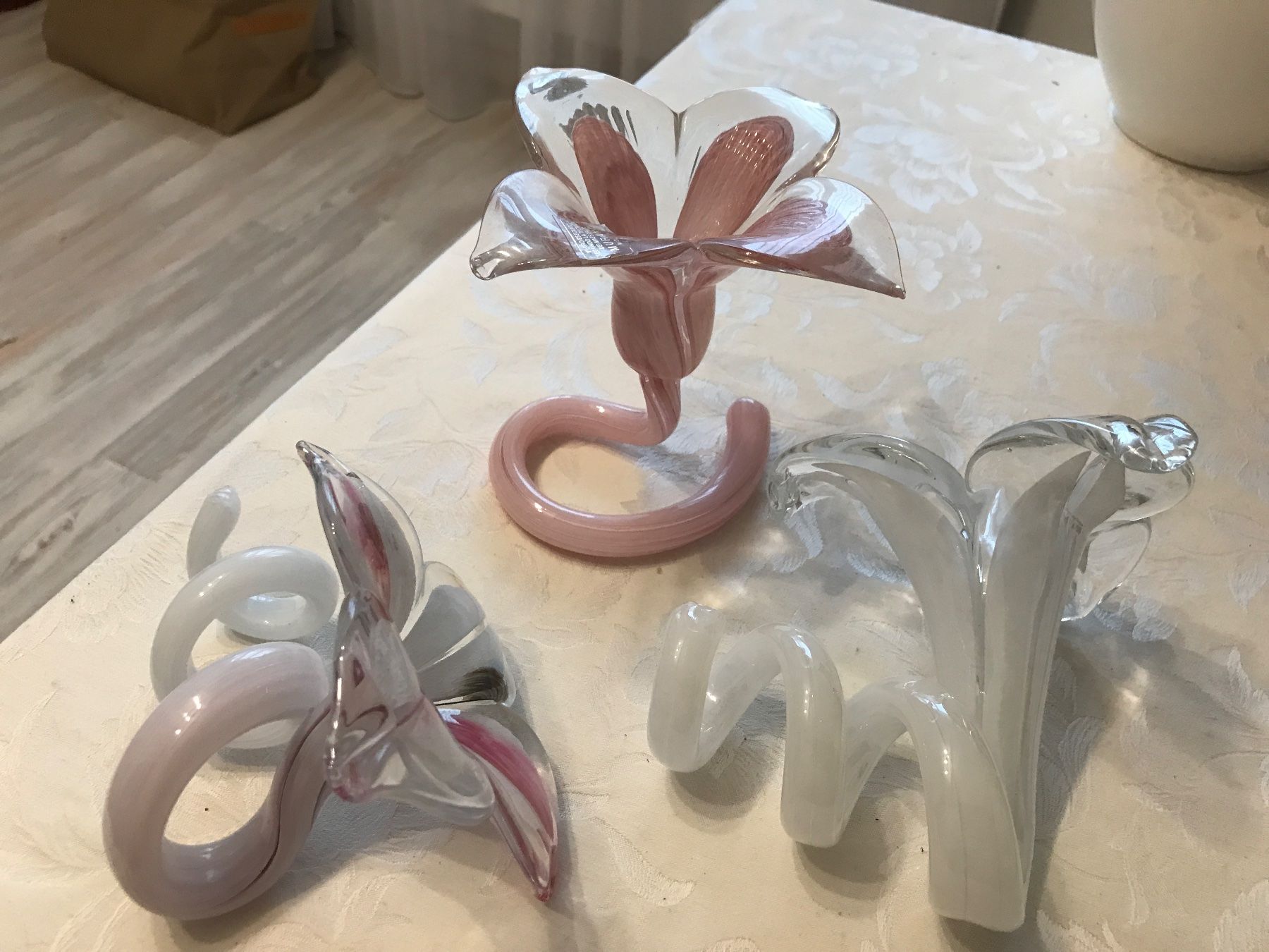 Murano Bicchieri: Murano 3er Set Glasblumen – Usato da Wettingen venduto da Andres54 1