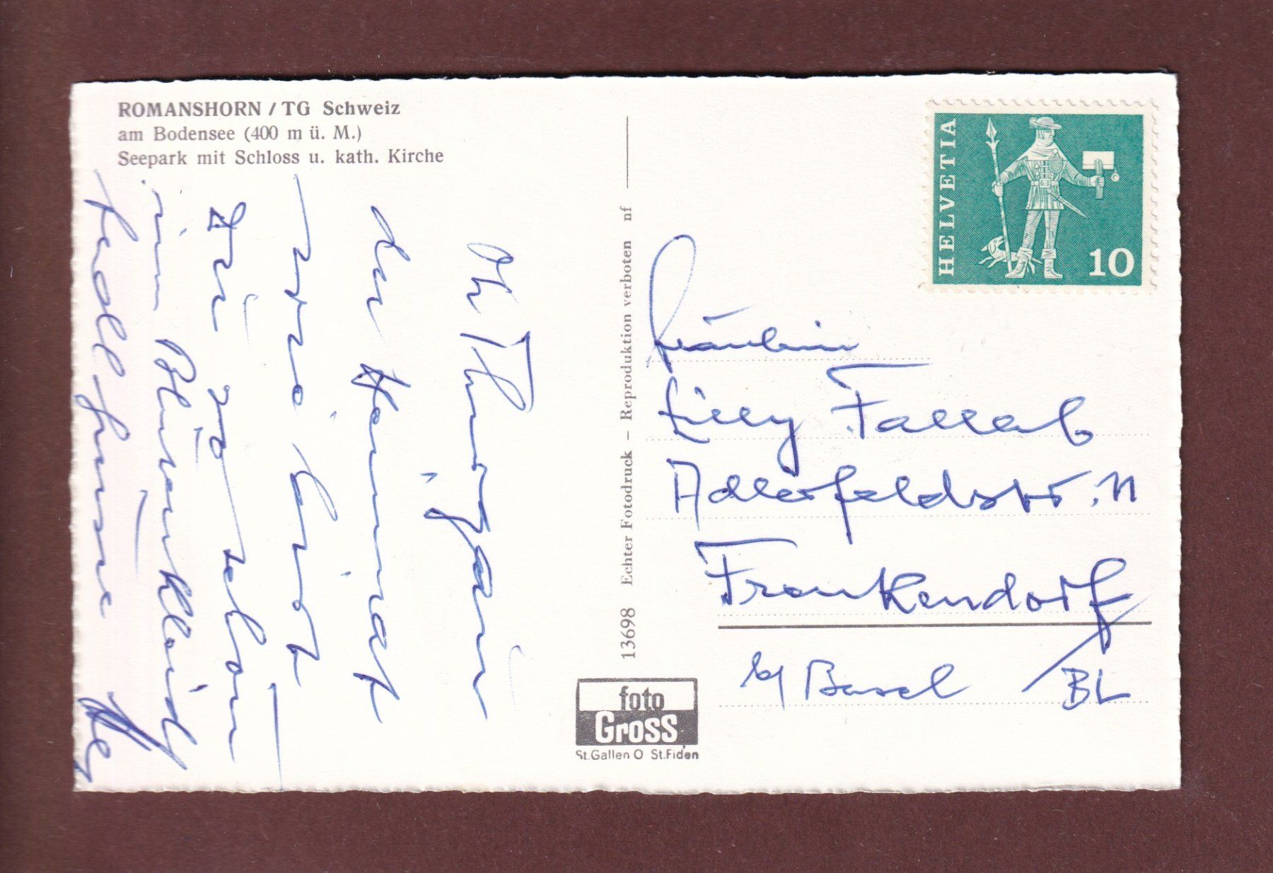 Cartoline postali: ROMANSHORN  - Schloss und Kirche – Usato da Pully venduto da nicecards 1