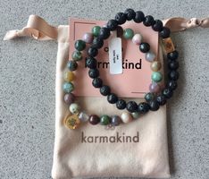 NEU: Karmakind Herren Lava und Indischer Achat Armband Set