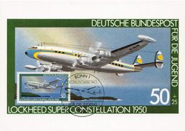 Maximumkarte Deutsche Post Lockheed Super Constellation 1950