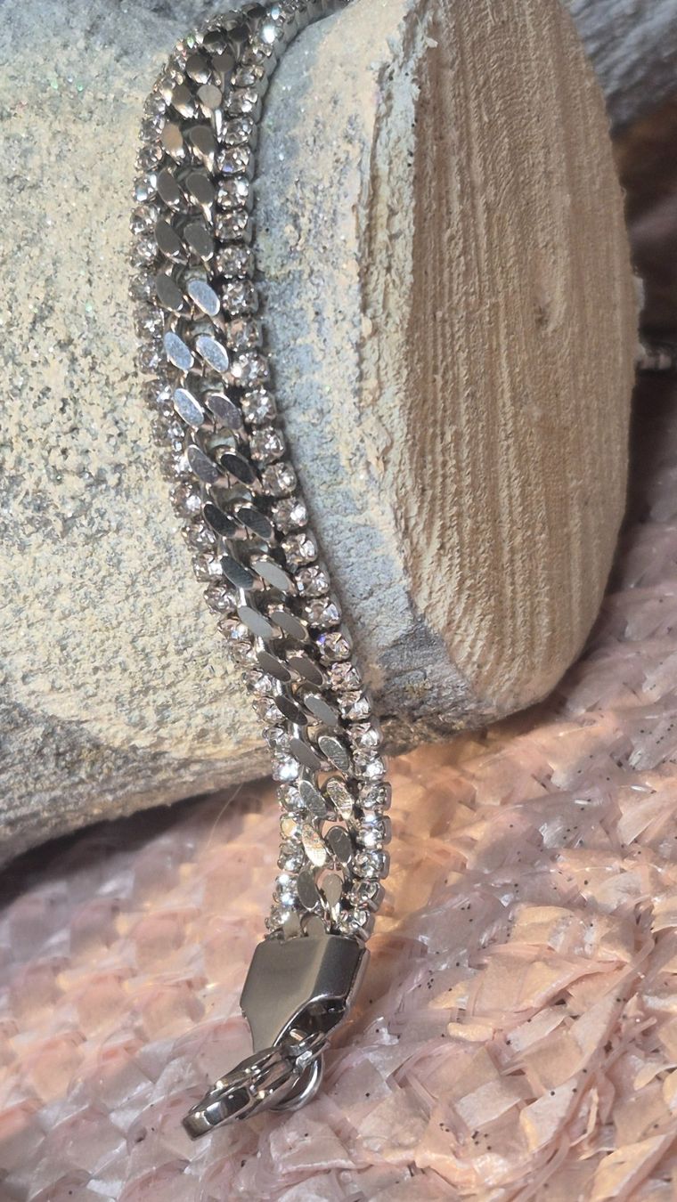 Bracciali & Braccialetti: Bracciale con strass color argento 18+5cm – Nuovo (secondo la descrizione) da Giubiasco venduto da Stefaniav 8