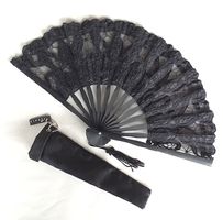 Schwarzer Fächer aus Spitze, Gothic Style, Neu