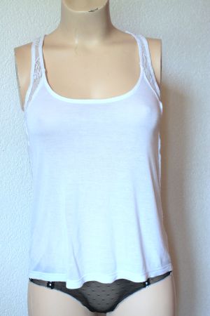 Zebra * luftiges TOP / Tanktop  Rücken aus Spitze  36  S