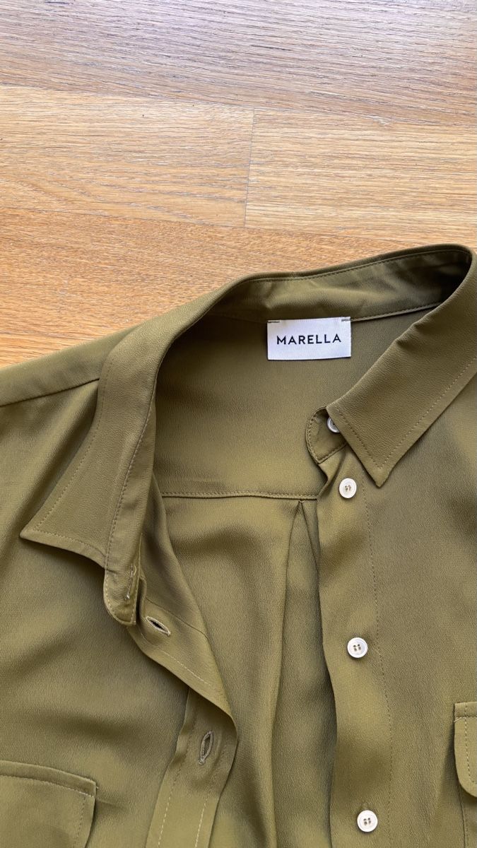 Marella Camicette: Marella, Seidenbluse, oliv – Nuovo (secondo la descrizione) da Basel venduto da Defne 1
