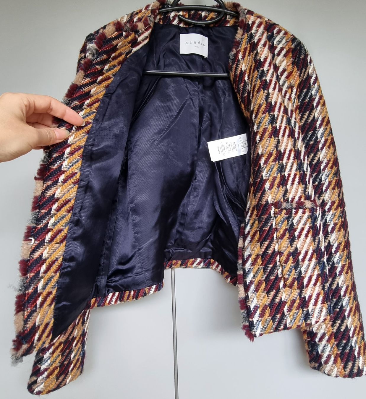 Sandro Jacken: Sandro Paris Blazer / kurze Jacke Houndstooth Tweed Gr. 36 – Neu (gemäss Beschreibung) aus Münchenstein von kittybox 4
