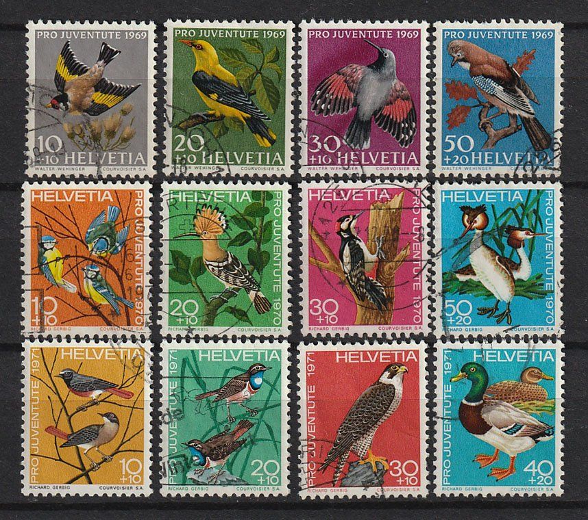 Alle Briefmarken: 1969-1971 3 Serien Pro Juventute – Gebraucht aus Arlesheim von gaugi43