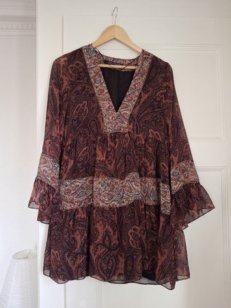 Robe boho Zara M bordeaux 