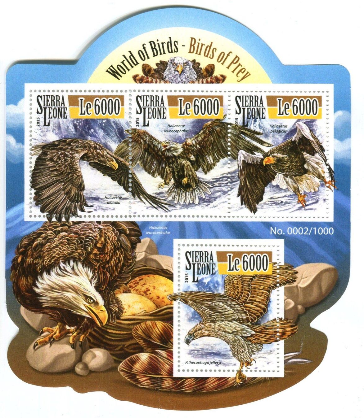 Tous les timbres: Block "Weisskopfseeadler". Sierra Leone. – Neuf avec emballage d'origine à Basel par Butsch5