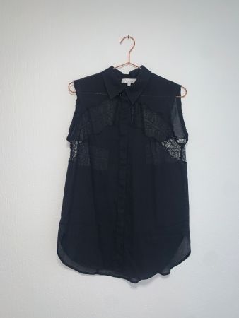 Top Sandro coton et dentelle noir